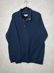 Goodfellow Quilted Pullover Snap Mock Neck Sweatshirt Blue Mens L NWT
