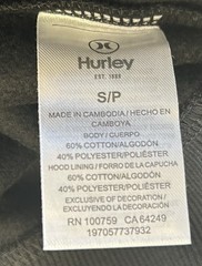 Hurley Men’s Hoodie Regular Fit Cotton/Polyester Fleece Black Size Small NWT