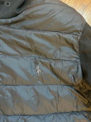 Polo Ralph Lauren Hoodie Mens Sz L Black Performance Puffer Front Full Zip Knit