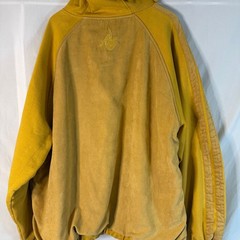 Al Wissam Suede Hoodie Mustard Yellow Embroidered Logo Streetwear Pullover 3XL