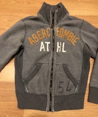 Abercrombie Full Zip Sweatshirt Kids Boys Youth Small Gray Distressed