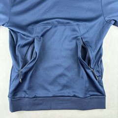Adidas Crewneck Sweatshirt Men M Navy Blue Mesh Pullover Zipper Pockets 3 Stripe