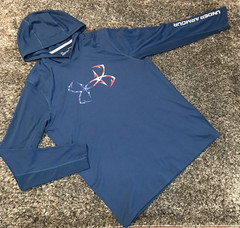 Under Armour Fishing Hoodie Shirt Mens Large Blue Iso Chill Hook Freedom USA