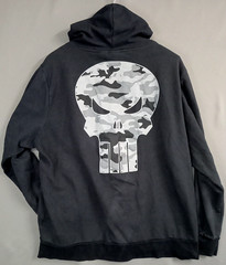 Marvel Punisher Mens XL Full Zip Hoodie Charcoal Front & Back Graphics READ