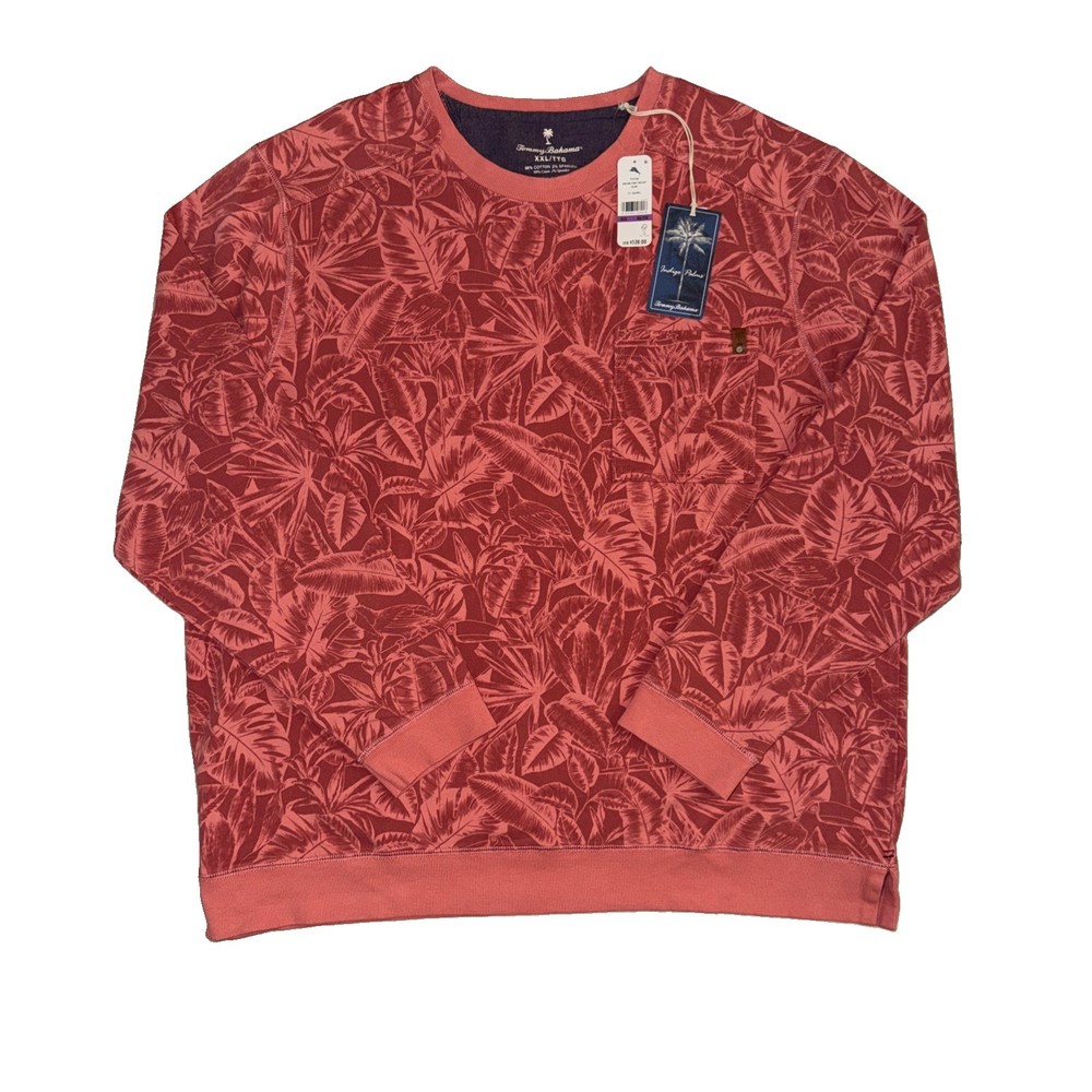 NWT Tommy Bahama Ben & Terry Twilight Palms Sweatshirt Men’s XXL Seashell $128