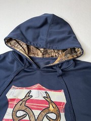 RealTree hooded sweatshirt Mens Medium navy blue camo america red white blue