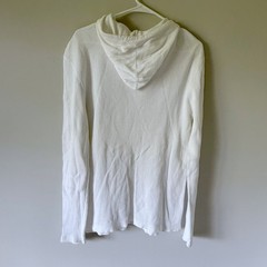 Modern Culture White Waffle Knit Henley Thermal Hoodie 100% Cotton Med
