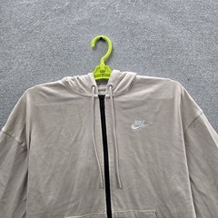 Nike Men Hoodie M Beige Logo Embroidered Oversized Zipper