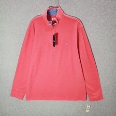 IZOD Men Sweatshirt Medium Coral Advantage Performance Hampton 1/4 Zip NWT