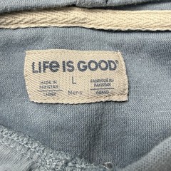 Life Is Good Mountain Hoodie Mens Large Blue Sweatshirt Outdoor Hiking Walking