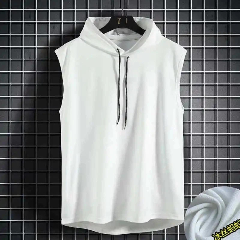 Summer Men Muscle Hoodie Vest Sleeveless Bodybuilding Gym Workout Fitness Shirt