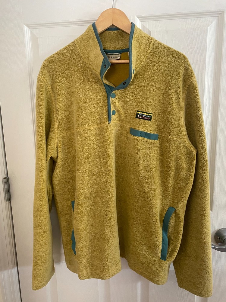 Men’s All Season Sherpa Fleece Pullover Sweatshirt in Mustard, Size Large Reg