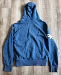 Superdry Japan Logo Hoodie Blue Graphic Pullover Sweatshirt Large
