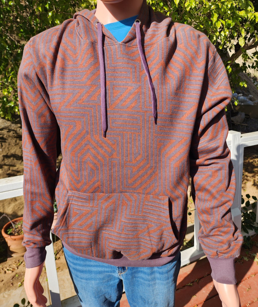 Super Massive Pullover Hoodie Medium Geometric Pattern Jacket Plum Orange