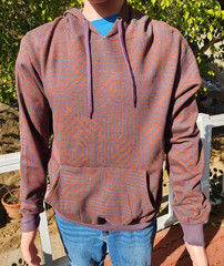 Super Massive Pullover Hoodie Medium Geometric Pattern Jacket Plum Orange