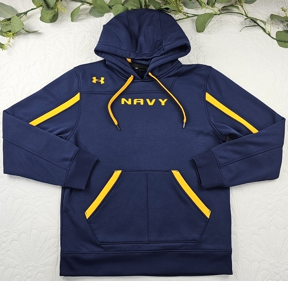 Under Armour Navy Blue US Naval Pullover Hoodie Size S Loose