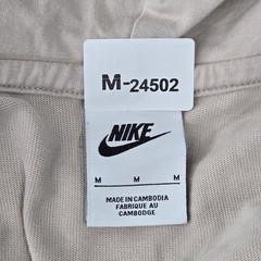 Nike Men Hoodie M Beige Logo Embroidered Oversized Zipper