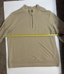 George Men’s 1/4 Zip Mock Neck Knit Cotton Sweatshirt Beige 2XL