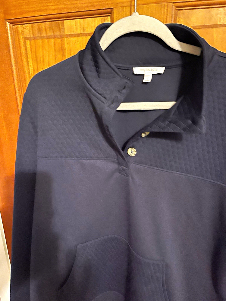 Talbots Blue Solid Collared Button Pullover Sweatshirt Men’s L Regular