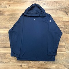 Vintage Y2K Nike Hoodie Mens XL Navy Center Swoosh Basketball Sweatshirt 2000s