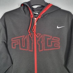 Nike Force Hoodie Men’s L Black Red Full Zip Long Sleeve 100% Polyester Athletic