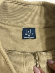 George Men’s 1/4 Zip Mock Neck Knit Cotton Sweatshirt Beige 2XL