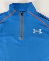 Under Armour Mens Quarter Zip Pullover Blue Orange Fitted All Season Gear XLT