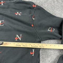 Nike Hoodie Mens Medium Black Allover Letter Swoosh Pullover Fleece Sweatshirt