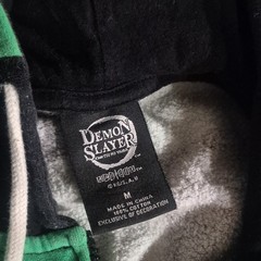 Demon Slayer AddiX Mens M Green/Black Check Fleece Full Zip Hoodie Pockets