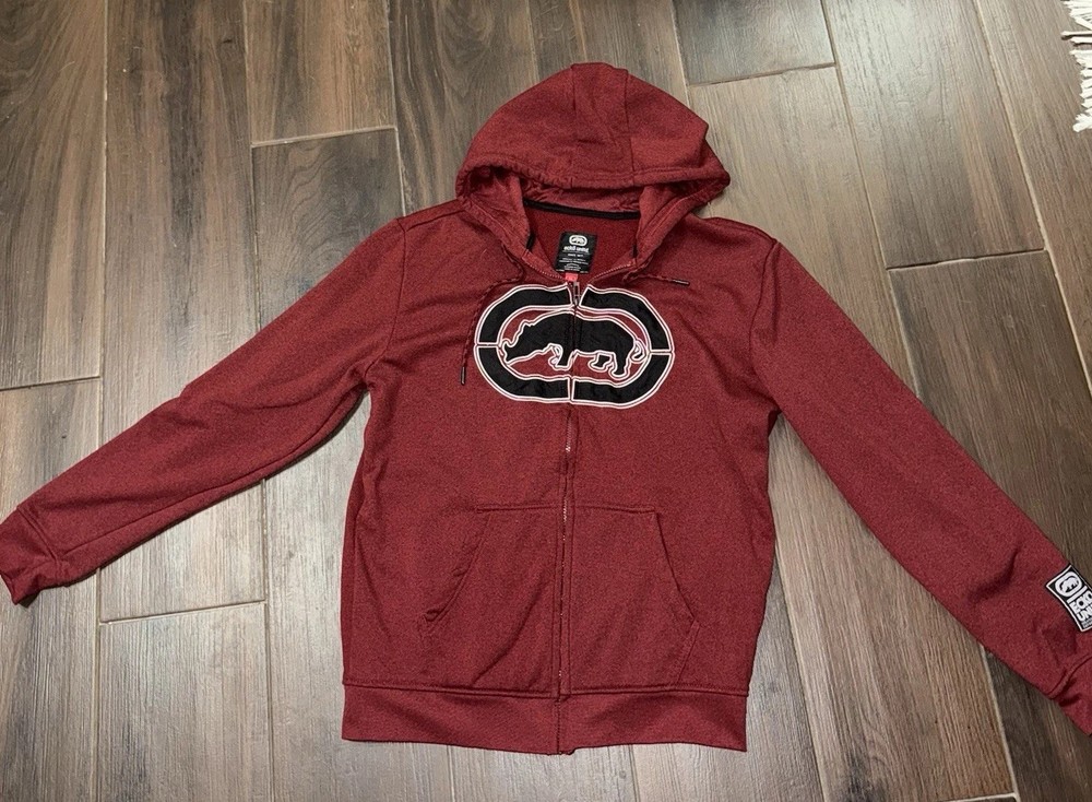 Ecko Unltd Hoodie Sweatshirt Mens/Teens Size Medium Burgundy/Maroon, Full Zip