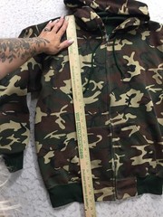VTG Woodland Camo Full Zip Hoodie Mens XL 46 Foam Filled Polyester Hood Pockets