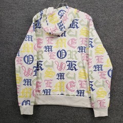 NEW Smoke Rise Mens Full Zip Hoodie M White Gothic Letter Print AOP All Over