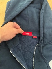 Supreme Navy Big S Embroidered Zip Up Hoodie Size Large