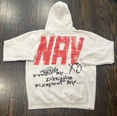 Vlone x NAV Demons Protected By Angels Hoodie Men’s 2XL White Cotton Polyester