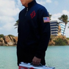 New Y2K Retro Quarterzip Pullover Hoodie JEE Embroidery Pattern Sweatshirt Top
