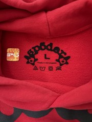 sp5der Men’s Fleece Pullover Hoodie L Red/Black Graphic Logo Star Spider