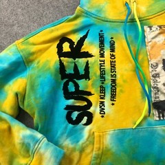 Kleep Hoodie Mens Medium Tie Dye Spell Out Graphic Super Spell Out