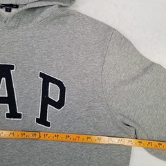 Gap Light Heather Gray Pullover Hoodie Men’s XL Navy Fleece GAP Arch Logo Casual