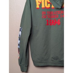 Pulp Fiction Hoodie Mens L Green Movie Graphic Sleeve Print Quentin Tarantino