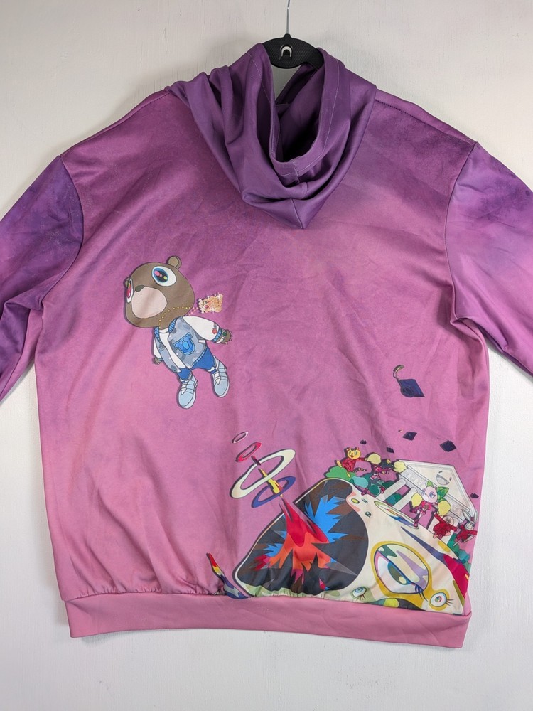 Kanye Graduation Bear Hoodie Purple Pink Tie Dye Ombre No Tag Unbranded