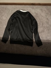 Men’s Black Pullover Sweatshirt White Collared Neck Button Placket Size M