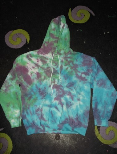Blue Purple Green scrunch festival tie dye HOODIE top men’s summer size XS-5XL