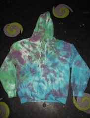 Blue Purple Green scrunch festival tie dye HOODIE top men’s summer size XS-5XL