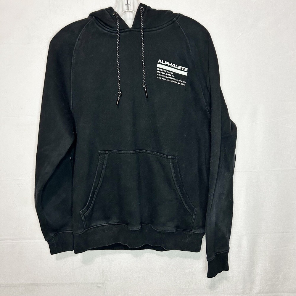Alphalete Hoodie Black Gym Powerlift Train Athletic Weight Lift Mens Sz M
