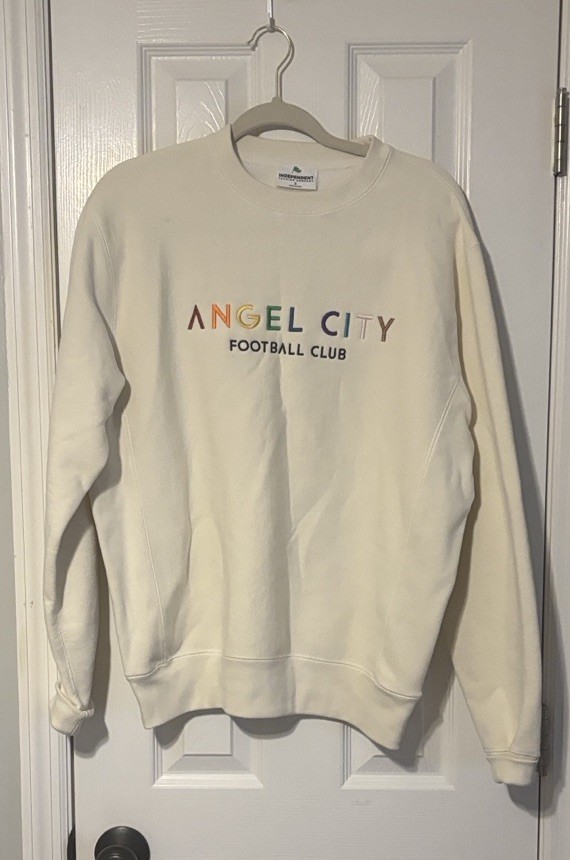 Angel City Football Club Beige Crewneck Pullover Sweatshirt Logo Graphic S