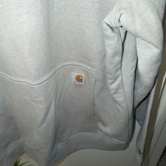 Men’s Carhartt Force Hoodie Large Gray Relaxed Fit Graphic Logo Lightweight