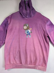 Kanye Graduation Bear Hoodie Purple Pink Tie Dye Ombre No Tag Unbranded