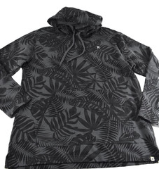 Hurley Men’s Hoodie S M L XL XXL Gray Tropical Print Pullover Sweatshirt Pockets
