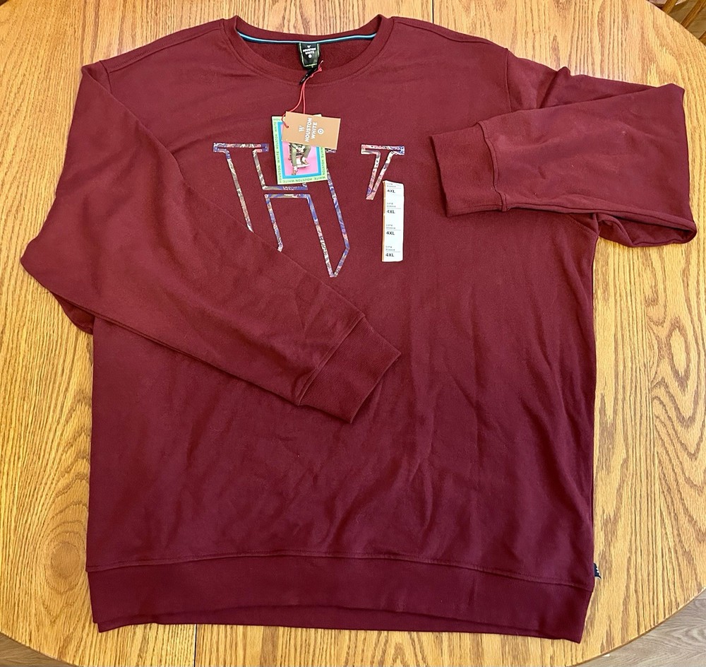 Houston White Mens 4XL Maroon Red Graphic Crewneck Sweatshirt NWT Flawed