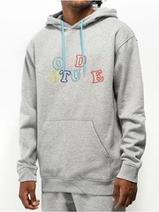 Odd Future Rainbow Letter Gray Hoodie Multi Color Logo Pullover Steetwear
